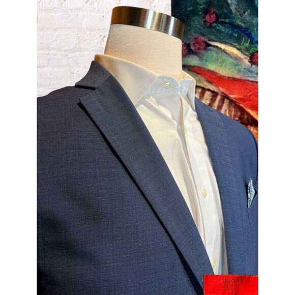 Alfani 42R Slim Royal Cobalt Blue Nailhead Casual Blazer Sport Coat Jacket - Picture 2 of 13